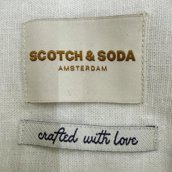 Scotch & Soda Men's Linen Blend Short Sleeve Woven Shirt Medium White, NEW - Picture 4 of 12